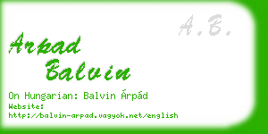 arpad balvin business card